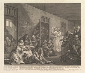 A Rakes Progress ، اللوحة 8 ، [25 يونيو 1735] أعيد إصدارها عام 1763. بواسطة وليام هوغارث
