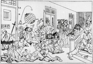 Bedlam mental institution, engraving from series rake
