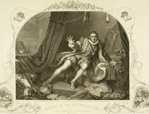 ديفيد جاريك (1717-79) مثل ريتشارد الثالث ، الفصل الخامس المشهد 3 ، في مسرحية وليام شكسبير (1564-1616) التي نقشها بورتبيري بواسطة وليام هوغارث