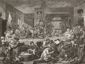أربع نسخ مطبوعة من الانتخابات. الورقة 1: الترفيه الانتخابي - متعة الاختيار. 1755 بواسطة وليام هوغارث