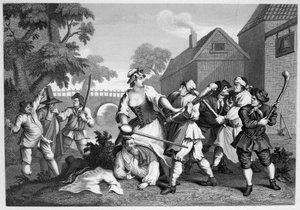 يقدم Hudibras The Knight إلى ترولا بواسطة وليام هوغارث