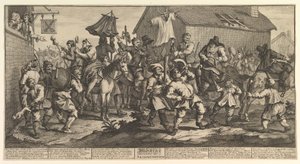 Hudibras و Skimmington اثنا عشر الرسوم التوضيحية الكبيرة لصموئيل بتلرز إتش. ، فبراير 1725-26. بواسطة وليام هوغارث