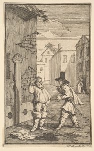 Hudubras و Ralpho يتنازعان على سبعة عشر رسمًا توضيحيًا صغيرًا لصموئيل بتلر Hudibr ... ، 1721-26. بواسطة وليام هوغارث