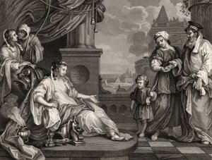 موسى قبل ابنة فرعون ، من "أعمال ويليام هوغارث" ، نُشر عام 1833 بواسطة وليام هوغارث