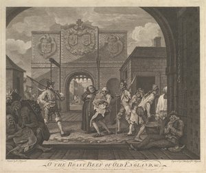 يا لحم البقر المشوي في إنجلترا القديمة - بوابة Caiais ، 6 مارس 1749. بواسطة وليام هوغارث