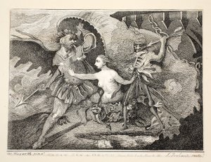 الشيطان والخطية والموت ، حانة. 1792 بواسطة وليام هوغارث