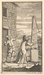 سيدروهيل يفحص الطائرة الورقية من خلال تلسكوبه سبعة عشر رسمًا توضيحيًا صغيرًا ... 1721-26. بواسطة وليام هوغارث