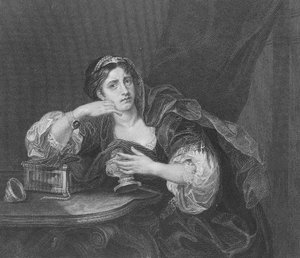 Sigismonda مع قلب زوجها ، محفورة بواسطة TW Shaw ، من `` أعمال هوجارث &39;&39; المنشورة عام 1833 (ليثو) بواسطة وليام هوغارث