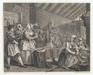 The Harlot Lodged in Bridewell ، صمم عام 1732 ، وطبع 1744 (حفر ونقش) بواسطة وليام هوغارث