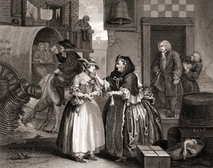 ال Harlots Progress المحاصر من قبل وكيل ، من أعمال هوجارث المنشورة لندن 1833 (النقش وزن الجسم) بواسطة وليام هوغارث
