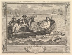 تحول خمول برنتيس بعيدًا وأرسل إلى البحر: الصناعة والخمول ، اللوحة 5 ، 30 سبتمبر 1747. بواسطة وليام هوغارث