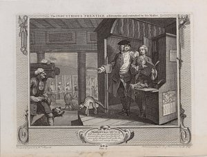 الكادح 'Prentice مفضلًا ، وعهد به سيده ، 1747. بواسطة وليام هوغارث