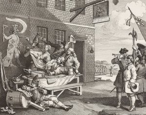 The Invasion، Plate 2: England - Die Invasion، Blatt 2: إنجلترا. 1756 بواسطة وليام هوغارث