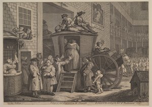 The Stage Coach أو The Country Inn Yard ، 1747. بواسطة وليام هوغارث