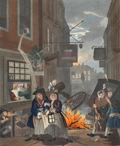 أوقات النهار والليل ، التوضيح من "Hogarth Restored: The Whole Works of the William William Hogarth الشهير ، الذي نقشه توماس كوك" ، الحانة. 1812 (نقش يدوي) بواسطة وليام هوغارث