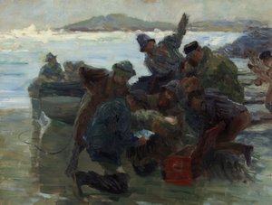 رسم تخطيطي لـ Cast Up by the Sea ، حوالي عام 1895 (زيت على قماش)