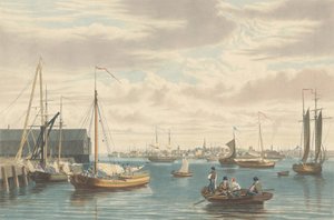 بوسطن: من دار السفينة ويست إند أوف ذا نيفي يارد ، نُشر عام 1833. بواسطة وليام جيمس بينيت