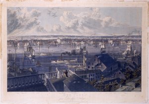 نيويورك من بروكلين هايتس ، 1837 (الحفر الملون والألوان المائية) بواسطة وليام جيمس بينيت