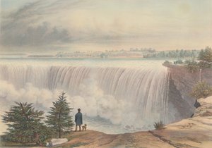 شلالات نياجرا من صخرة الطاولة ، نُشرت عام 1840. بواسطة وليام جيمس بينيت
