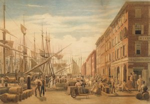 منظر لشارع الجنوب ، من Maiden Lane ، مدينة نيويورك ، كاليفورنيا. 1827. بواسطة وليام جيمس بينيت