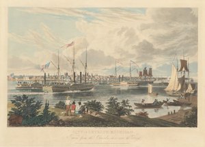مدينة ديترويت ، ميشيغان: مأخوذة من كندا شور بالقرب من العبارة بواسطة William James Bennett after Frederick K. Grain
