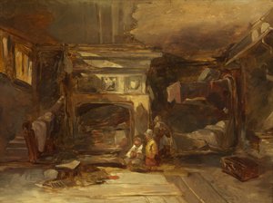 الداخلية الويلزية ، حوالي 1844 (زيت على لوح) بواسطة وليام جيمس مولر