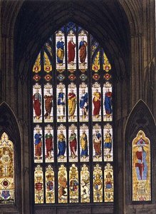 النوافذ الغربية ، اللوحة C من "Westminster Abbey" ، نقش بواسطة حانة JR Hamble (fl.1775-1825). بواسطة رودولف أكرمان (1764-1834) 1812 (أكواتينت) بواسطة وليام جونستون (بعد) وايت