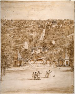Chatsworth: تصميم لـ Cascade ، أوائل أربعينيات القرن الثامن عشر (قلم وحبر بني مع قلم رصاص بني على ورق) بواسطة وليام كينت