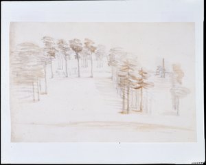 Chiswick, a view from an elevated point above the Orange Tree Garden Temple (pencil & wash on paper) بواسطة وليام كينت