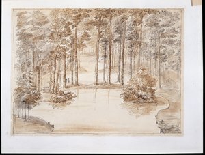 Chiswick, design for the making of a water woodland garden (pen & ink and wash over pencil) بواسطة وليام كينت