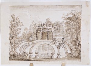 Floral temple and round pool بواسطة وليام كينت