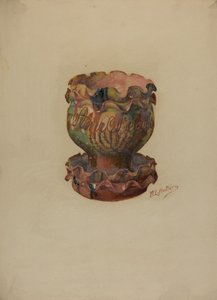 بنسلفانيا ، وعاء وصينية الزهور الألمانية ، c. 1936. بواسطة وليام أنتريم