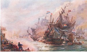 مشاركة Blakes لمدة ثلاثة أيام مع Von Tromp ، من Cassells History of the British People التي نشرتها شركة Waverley Book Company Limited ، c.1940