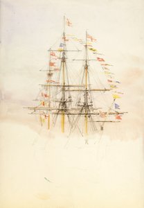 صواري السفينة HMS "Victory"، أواخر القرن التاسع عشر إلى أوائل القرن العشرين (ألوان مائية، جرافيت) بواسطة وليام ليونيل ويلي