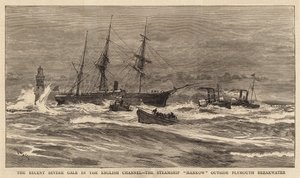 العاصفة الشديدة الأخيرة في القناة الإنجليزية ، Steamship Hankow خارج Plymouth Breakwater بواسطة وليام ليونيل ويلي