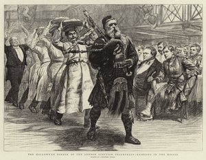 عشاء Hallowe&39;en لمتطوعي لندن الاسكتلنديين ، وجلب Haggis