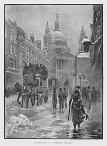 Ludgate Hill في صباح الشتاء (litho) بواسطة وليام لوكير