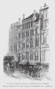 South African House, Bishopsgate Street, Head Offices of the Union Steamship Co, Limited (litho) بواسطة وليام لوكير