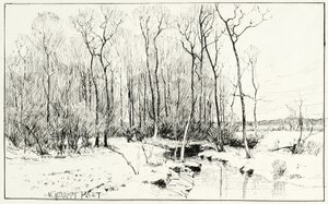 Untitled, winter landscape (pen & ink on paper) بواسطة وليام ميريت تشيس