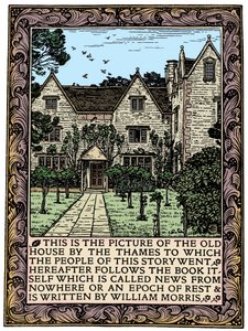 Kelmscott Manor، Gloucestershire، frontispiece to News from Nowhere، c1892 1901 بواسطة وليام موريس
