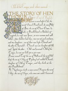 Ms 270 * f.1r قصة Hen Thorir، c.1873-4 (ورق) بواسطة وليام موريس