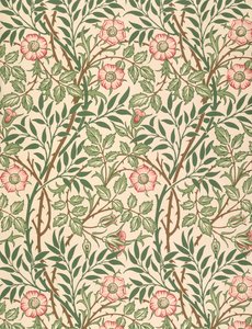 تصميم "Sweet Briar" لورق الحائط ، طبعه John Henry Dearle (1860-1932) 1917 بواسطة وليام موريس