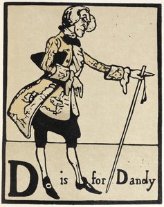 D هو Dandy ، رسم توضيحي من "An Alphabet" ، حانة. 1898 (نقش خشبي ملون يدويًا) بواسطة وليام نيكلسون