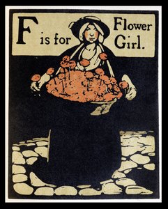 الحرف F لـ Flower Girl ، رسم توضيحي من "An Alphabet" ، نشره William Heinemann بواسطة وليام نيكلسون