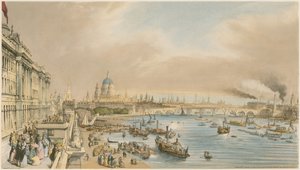 سومرست هاوس ، كاتدرائية سانت بول وجسر بلاكفرايرز من جسر واترلو ، ج 1840