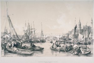 منظر لجسر لندن الجديد من بركة نهر التايمز ، 1841