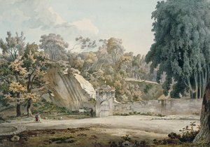بارك جيت واي ونافورة (ألوان مائية على ورق)