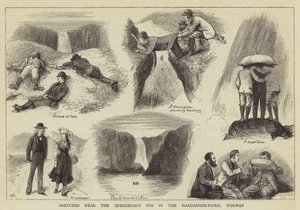 اسكتشات بالقرب من Sjoegerdals Fos في مضيق Hardanger ، النرويج
