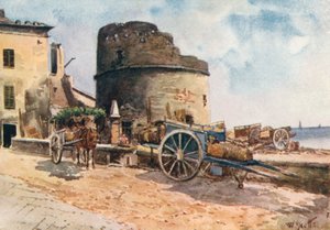 حصن على الشاطئ، سيريالي (طباعة حجرية ملونة)