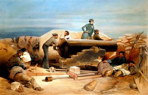 "يوم هادئ في البطارية الماسية - صورة لسفينة لانكستر ذات 68 مدقة" ، حرب القرم 1855-1856
